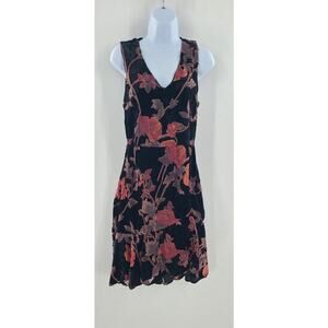 Eci Ny Y2K Sz 8 black velvet floral dress whimsigoth fairygoth asymmetrical hem